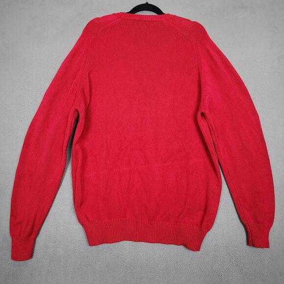 Vintage Lands End Sweater Mens Large Tall Red Drifter V Neck Knit Made USA 90s - Picture 2 of 11